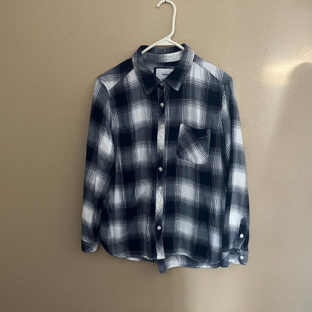 Sonoma women's everyday shirt  sz L blue/white